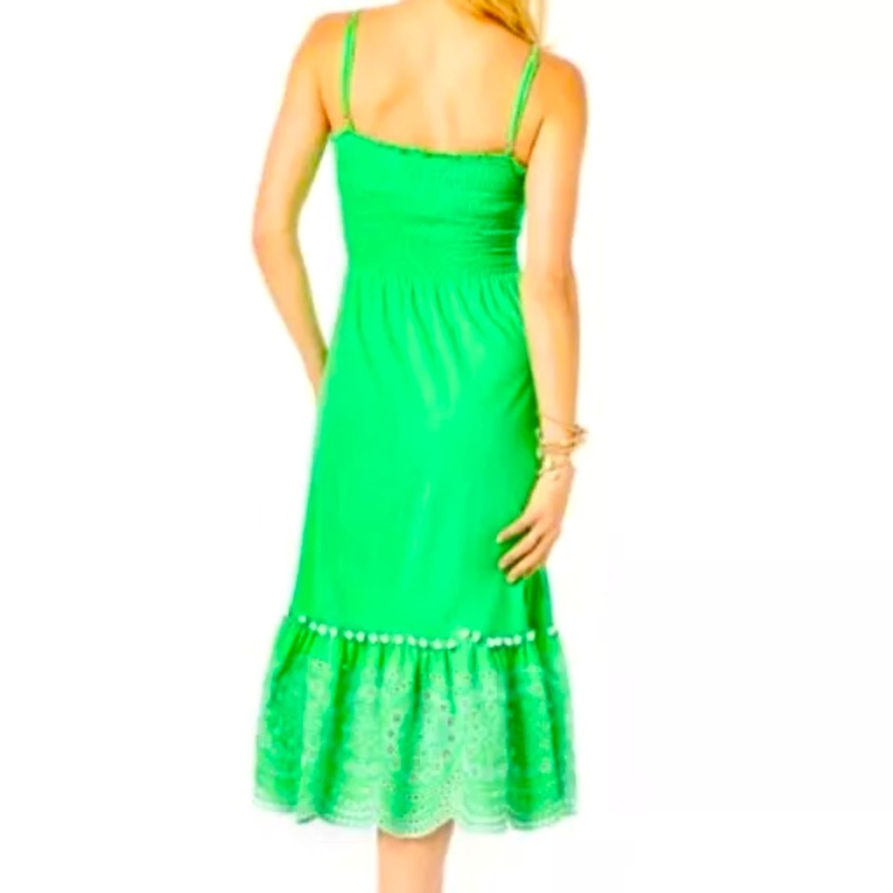 Lilly Pulitzer Modesto smocked cabana green eyelet skirted midi dress - Picture 3 of 13